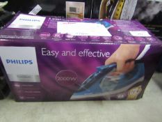 Philips Comfort steam iron, powers on and boxed.