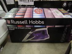 Russell Hobbs Supreme Steam Ultra steam iron, powers on and boxed.