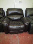 Costco Brown leather manual Reclining Arm chair, recline mechanism fully working