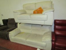 2x Costco Cream leather sofas, a 2 seater and a 3 seater, the 2 seater just requires a clean but the