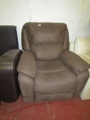 Costco Suede/Moles kin style rocking manual reclining arm chair, tested working with no major damage