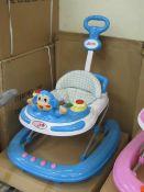 Blue coloured baby walker, new and boxed.