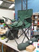 Green outdoor camping/fishing chair.