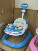 Blue coloured baby walker, new and boxed.