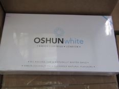 20x Oshun White spearmint flavoured teeth whitening kits, all new and boxed.