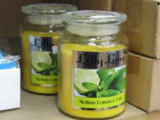 2x Lilly Lane sicilian lemon and mint scented candles, both new.