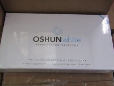 20x Oshun White spearmint flavoured teeth whitening kits, all new and boxed.