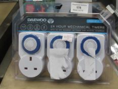 Daewoo electricals 24 hour mechanical timers. Unchecked in packaging.