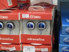 10x Breo Adrenaline earphones, all new and boxed.