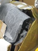 Leather office chair, unchecked in damaged packaging.