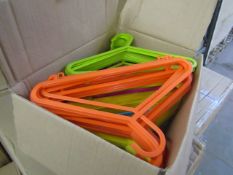 Box of 100 Mixed Bright coloured Children's Clothes Hangers, new