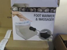 Foot Warmer and Massager, new and boxed in Beige, Features hand held control and Soft Polar fleece
