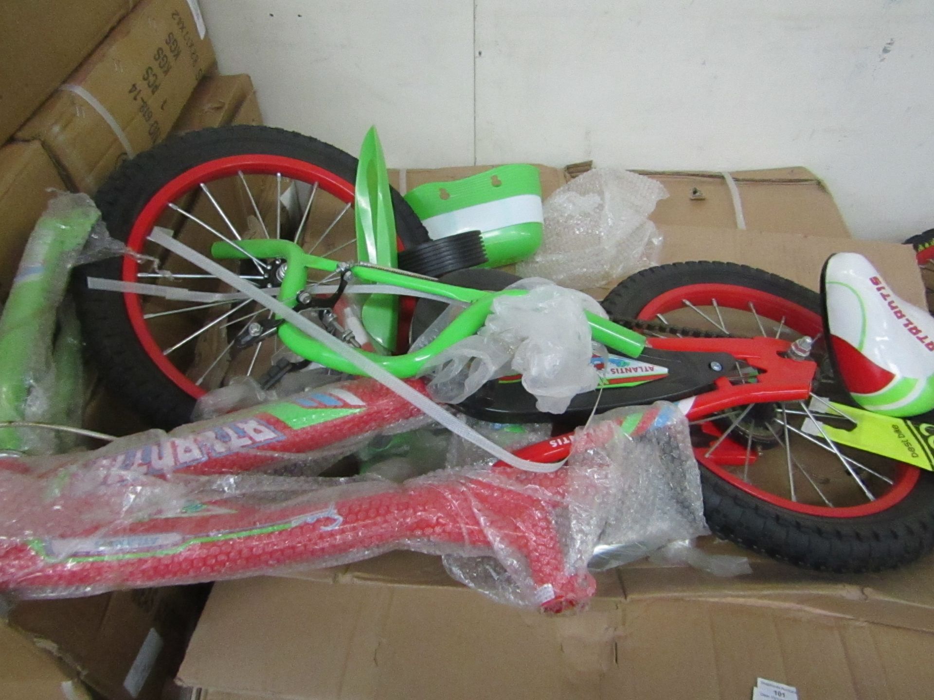 16" Child's Bike new and Boxed, comes complete with front basket, mud guards, water bottle and