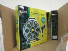 Blackspur Garden Tools 50' Flat hose with Spray Gun. New & boxed.