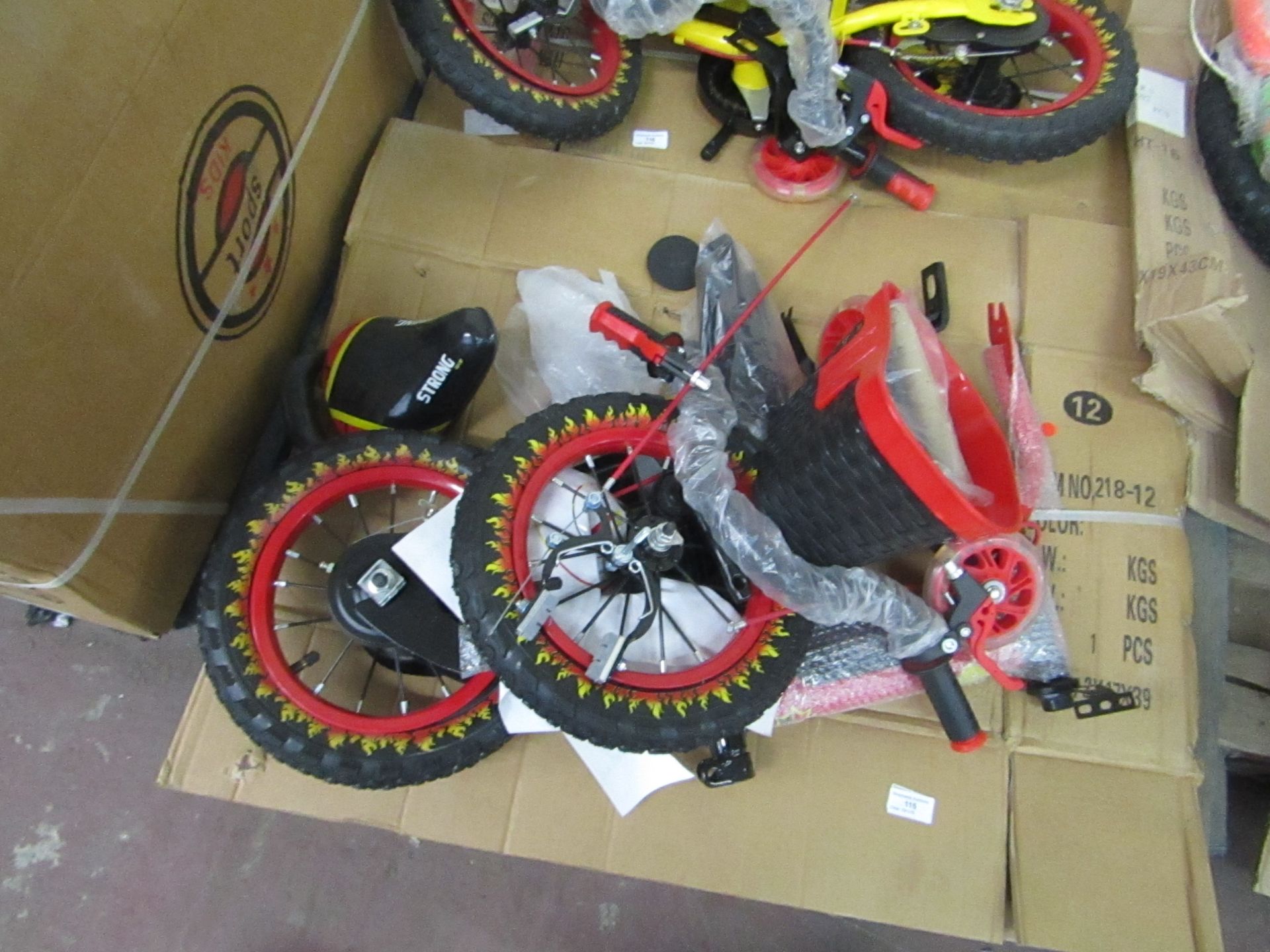 12" Child's Bike new and Boxed, comes complete with front basket, mud guards, water bottle and