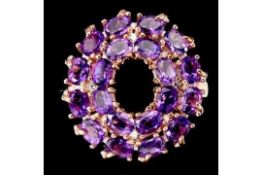 High Value - A Stunning Halo Designed ring set with 20 Beautiful Natural Untreated Amethyst
