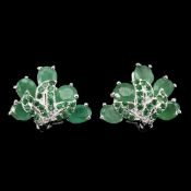 These Stunning Natural Brazilian Emerald Earrings are set with 10 x Oval Cut 4mm - 5mm & 46 Round