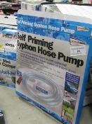 3x Streetwize items being: - self priming syphon hose pump. - 12v mini air compressor  - universal