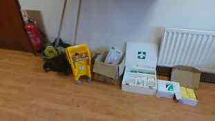 Various Cleaning items being Mop Buckets, Mops & replacement Heads & Men's Toilet Channel