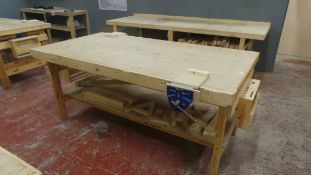Wooden Work Bench with Two vices approx 7ft x 5ft