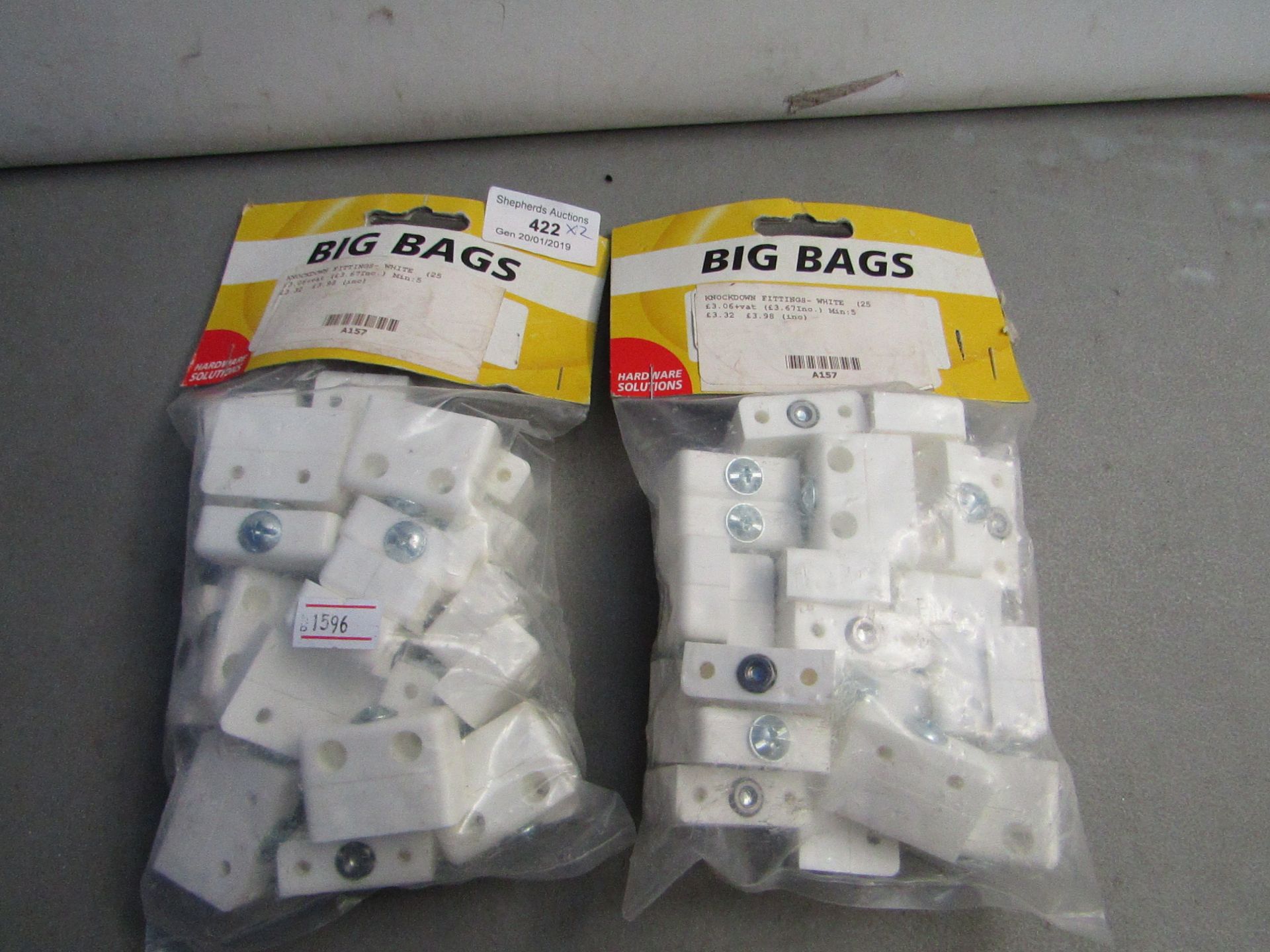 2x Big Bags knockdown fittings, both new and packaged.