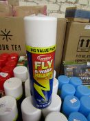 5x cans of 500ml of fly and wasp killer spray, new