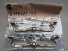 6 x packs of 2 B&Q ornate drop handle comes with screws , new and packaged.