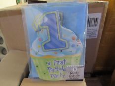 4 x Boxes of 6 first birthday party cards , new and boxed.