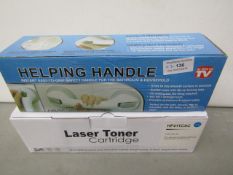 2 x items being a helping handle and a laser toner cartridge , both boxed.