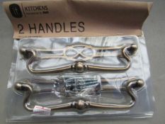 6 x packs of 2 B&Q ornate drop handle comes with screws , new and packaged.