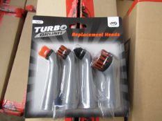 3 boxes of turbo brush replacement heads , boxed.