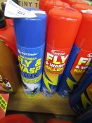 6x cans of 300ml of fly and wasp killer spray, new
