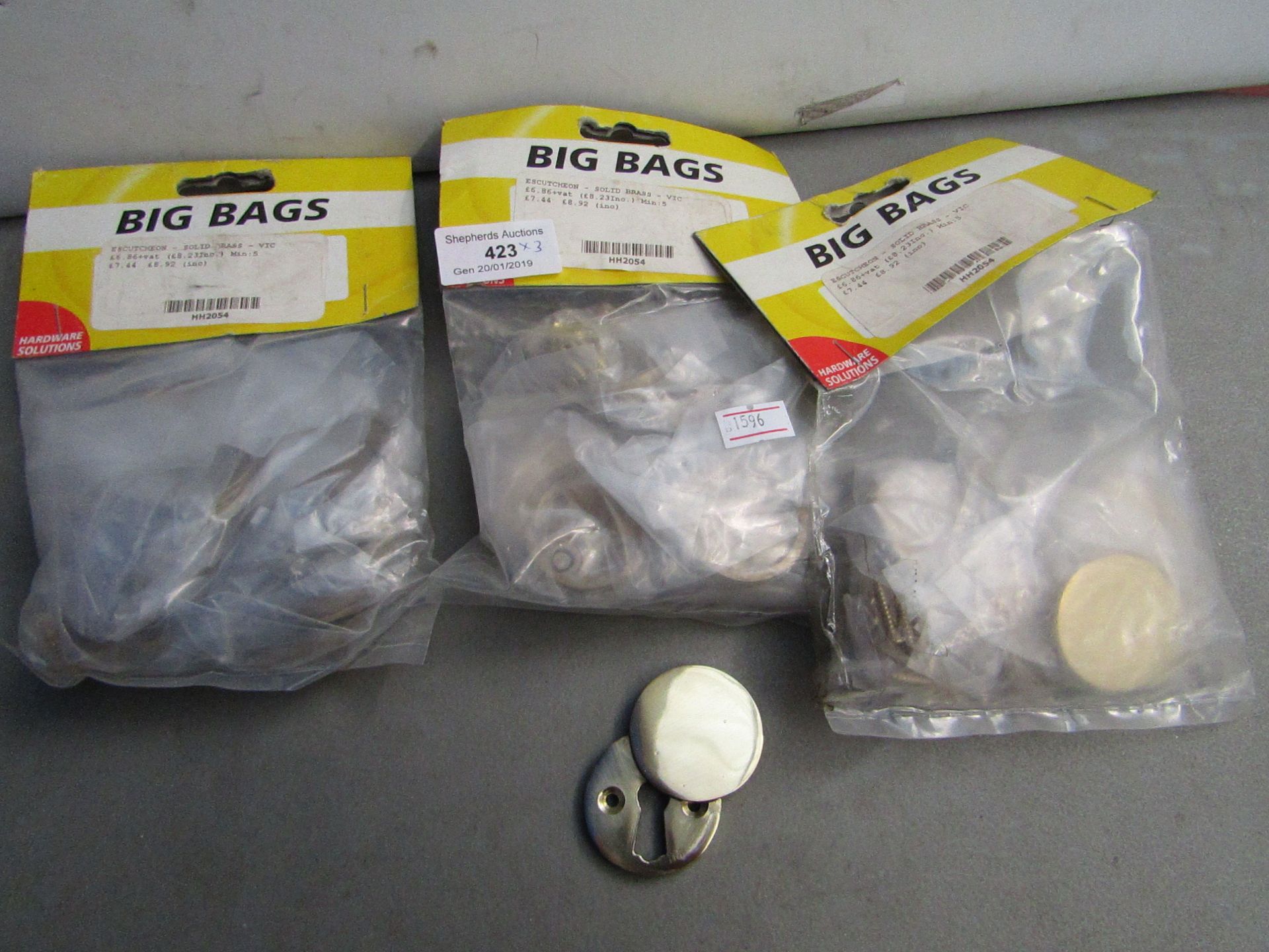 3x Big Bags solid brass keyholes, all new and packaged.