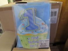 4 x Boxes of 6 first birthday party cards , new and boxed.