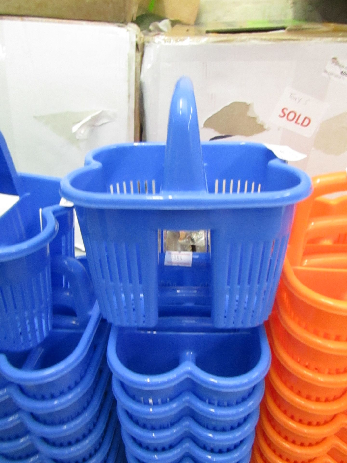 11 x blue plastic baskets , unboxed