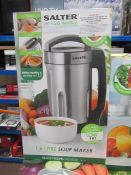 Salter 1.6 litre soup maker, powers on and boxed