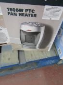 1500w PTC fan heater, tested working and boxed