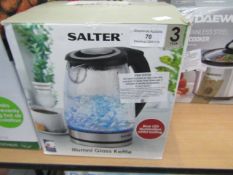 Salter 1.7l illumni glass kettle, tested working and boxed