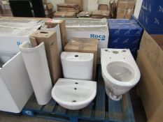 6x Items being: - 2x full pedestals (both boxed) - 2x toilet cisterns (with flush systems) (both