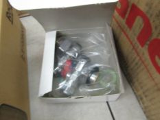 Box of Hot and Cold Honeywell 4 in 1 15mm connectors with turn valves, new
