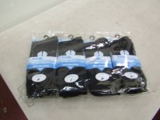 12 pairs of mens fresh feel cotton lycra socks , new and packaged.