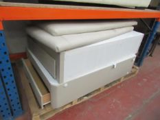 Kingsize Divan base with 2 head boards, unchecked