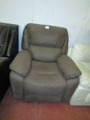 Costco Suede/Moles kin style rocking manual reclining arm chair, tested working with no major damage