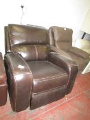 Brown Leather electric Reclining Armchair, the back mechanism appears to work but the chair