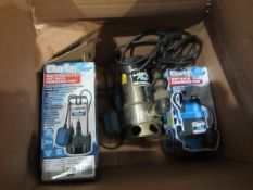 3x Items being; Clarke PVP11A Stainless Steel Dirty Water Submersible Pump - RRP £79.98 Clarke