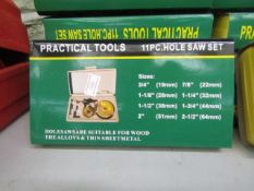 Practical tools 11 piece hole saw set, new in carry case