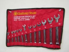 Hesheng Tools set of 12 combination spanners in carry roll, new