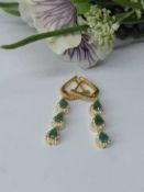 Gorgeous Pear Cut Rich Green Natural Brazilian Emerald Gemstones (6) Earrings, Bespoke - Unique -