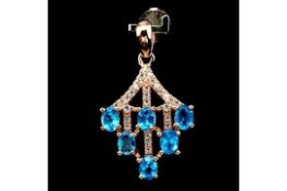 A Very Unusual Natural Blue Apetite Gemstone Pendant. Set with 6 Natural Apetite gemstones, A