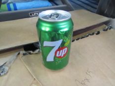 Box of approx 35x 330ml cans of 7UP lemonade, BB: April 2019, unchecked